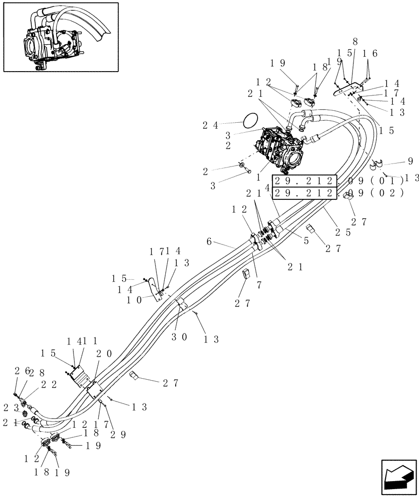 Схема запчастей Case IH 9010 - (25.310.03[02]) - HYDRO DRIVE - 7010/8010 (25) - FRONT AXLE SYSTEM