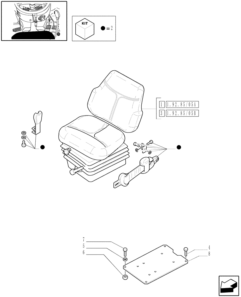 Схема запчастей Case IH JX1095N - (1.92.85/05) - (VAR.963) CASE SEAT WITH BELTS AND SWITCH - W/CAB (10) - OPERATORS PLATFORM/CAB