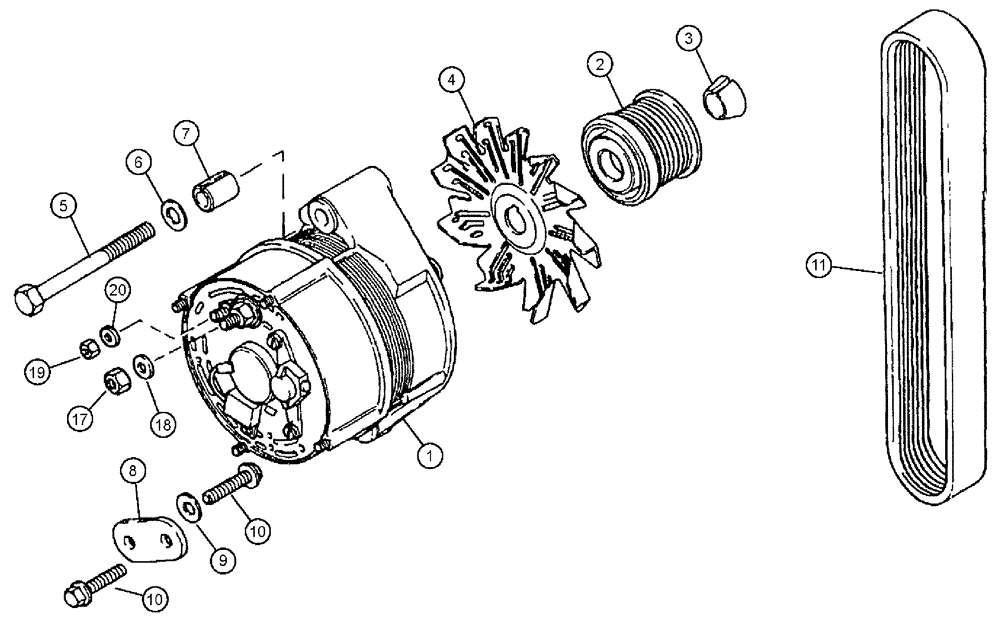 Схема запчастей Case IH 3185 - (03-031) - ALTERNATOR PACKAGE (01) - ENGINE