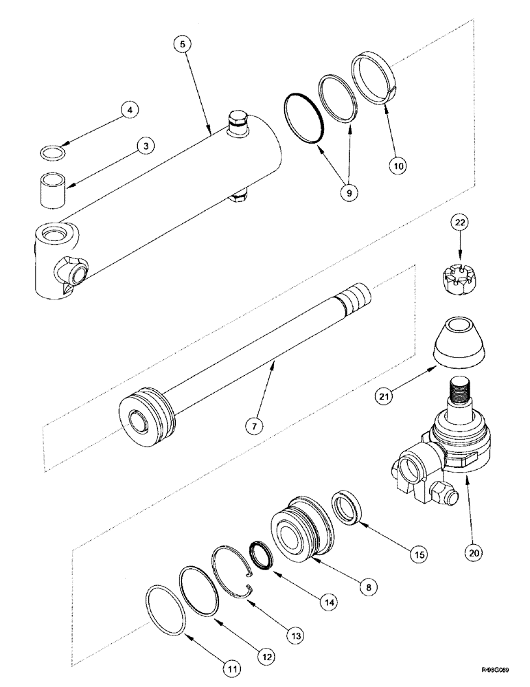 Схема запчастей Case IH MX270 - (5-064) - STEERING CYLINDER ASSEMBLY, M.F.D., MX240, MX270 (05) - STEERING