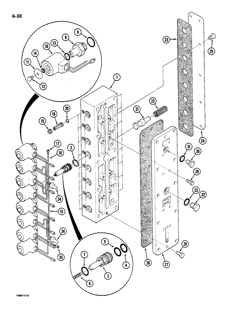 Схема запчастей Case IH 9180 - (6-30) - TRANSMISSION RANGE SELECTOR VALVE (06) - POWER TRAIN