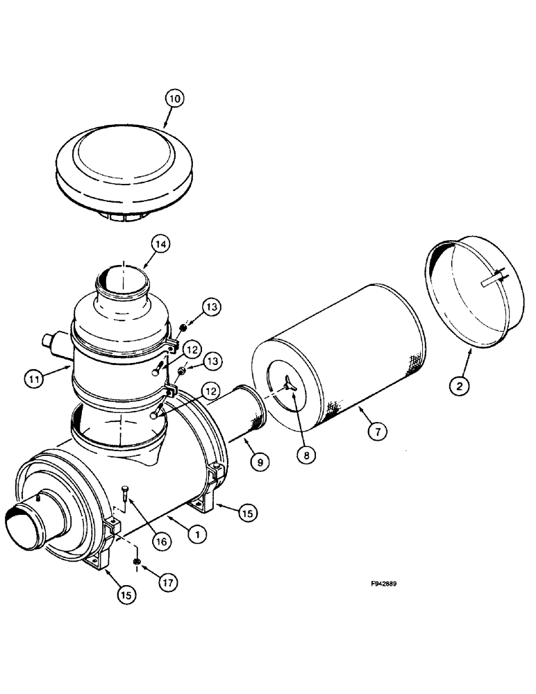 Схема запчастей Case IH 9270 - (2-009A) - AIR CLEANER ASSEMBLY, P.I.N. JEE0033501 & AFTER (02) - ENGINE