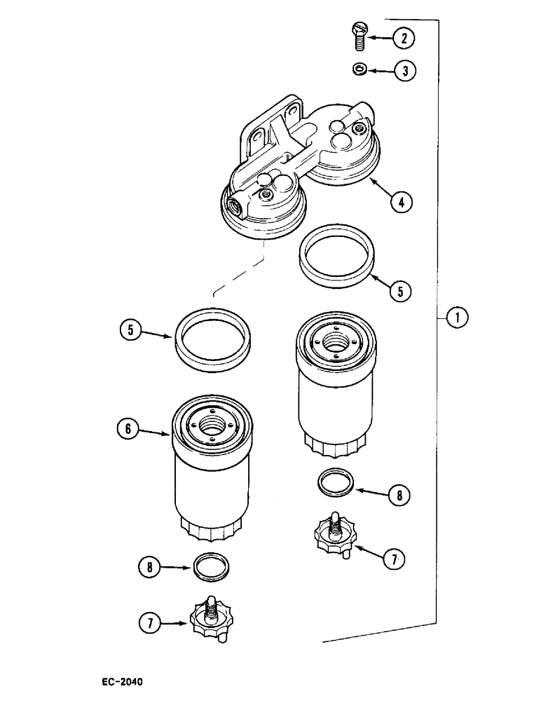 Схема запчастей Case IH 248 - (3-142) - FUEL FILTER - "BOSCH", 258, 585 (03) - FUEL SYSTEM