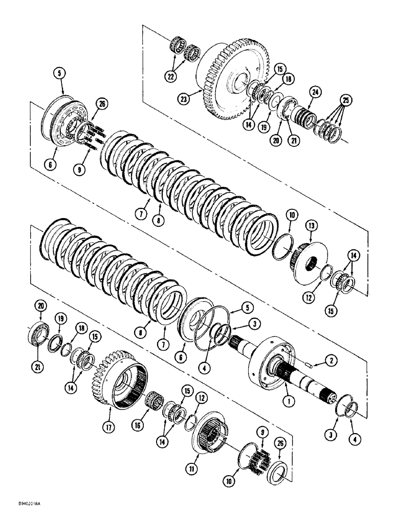 Схема запчастей Case IH 9390 - (6-022) - POWER SHIFT TRANSMISSION ASSEMBLY, 8 INCH CLUTCH PACK ASSEMBLY (06) - POWER TRAIN