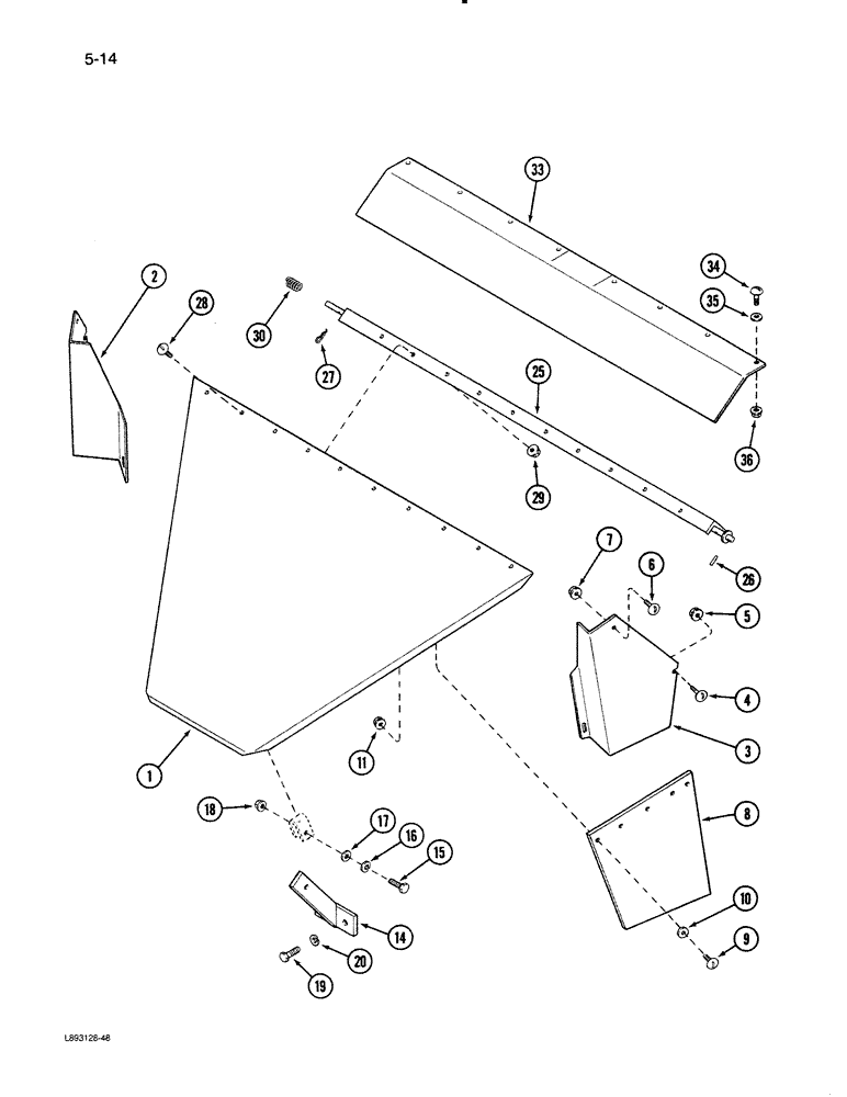 Схема запчастей Case IH 1670 - (5-14) - 1304655C1 STEERING AXLE SHIELD (04) - STEERING