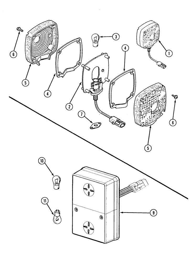 Схема запчастей Case IH 1210 - (55.404.04) - ELECTRICAL - WARNING LAMP ASSEMBLIES 192052A1 AND 307122A1 (55) - ELECTRICAL SYSTEMS