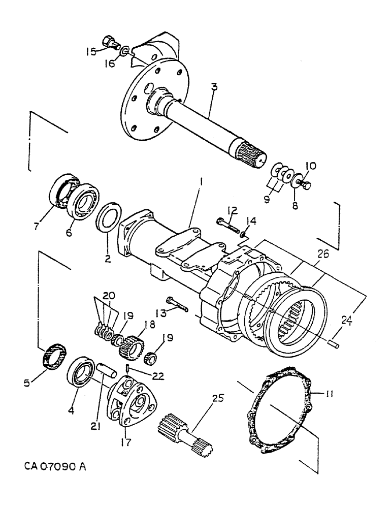 Схема запчастей Case IH 284 - (07-22) - DRIVE TRAIN, REAR AXLE, DIESEL ENGINE TRACTORS (04) - Drive Train