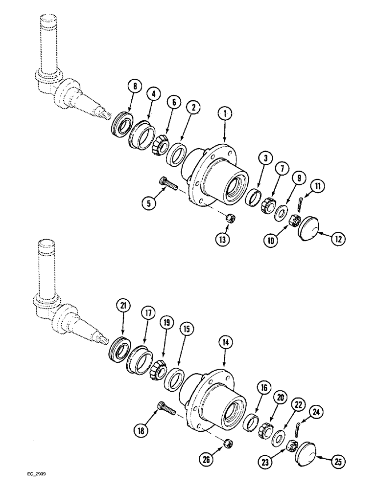 Схема запчастей Case IH 3220 - (5-034) - WHEEL HUB, ADJUSTABLE FRONT AXLES, STRAIGHT FRONT AXLE (05) - STEERING