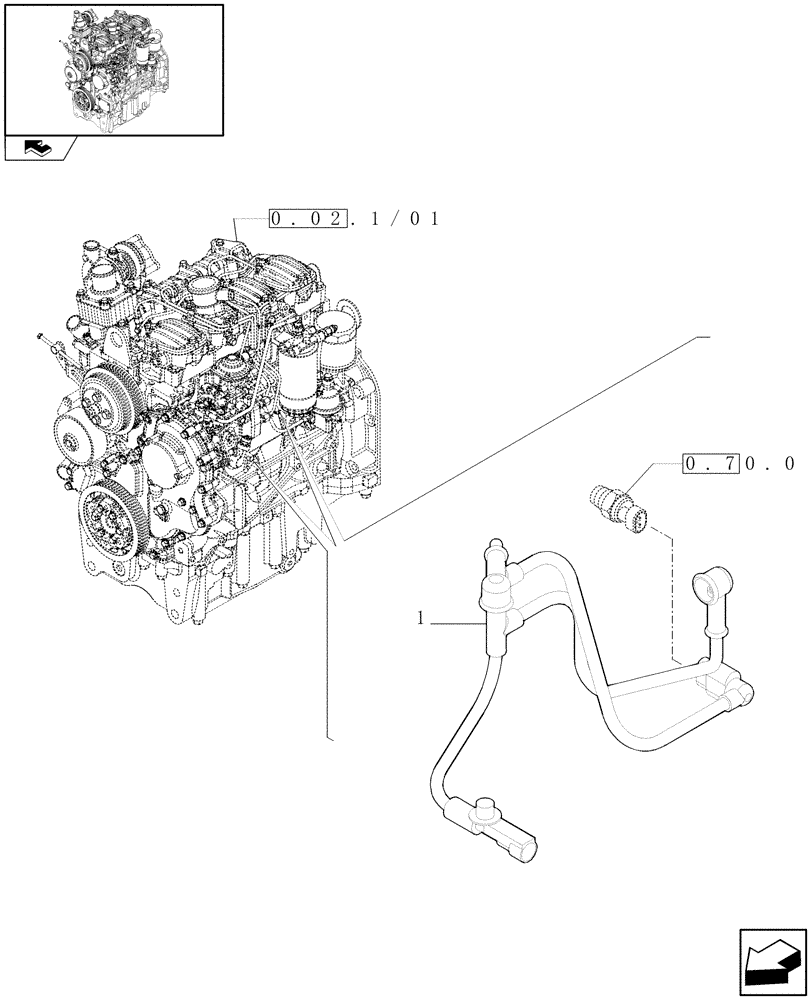 Схема запчастей Case IH FARMALL 75N - (0.17.3/01) - CONNECTIONS CABLE FOR ENGINE INJECTION (01) - ENGINE