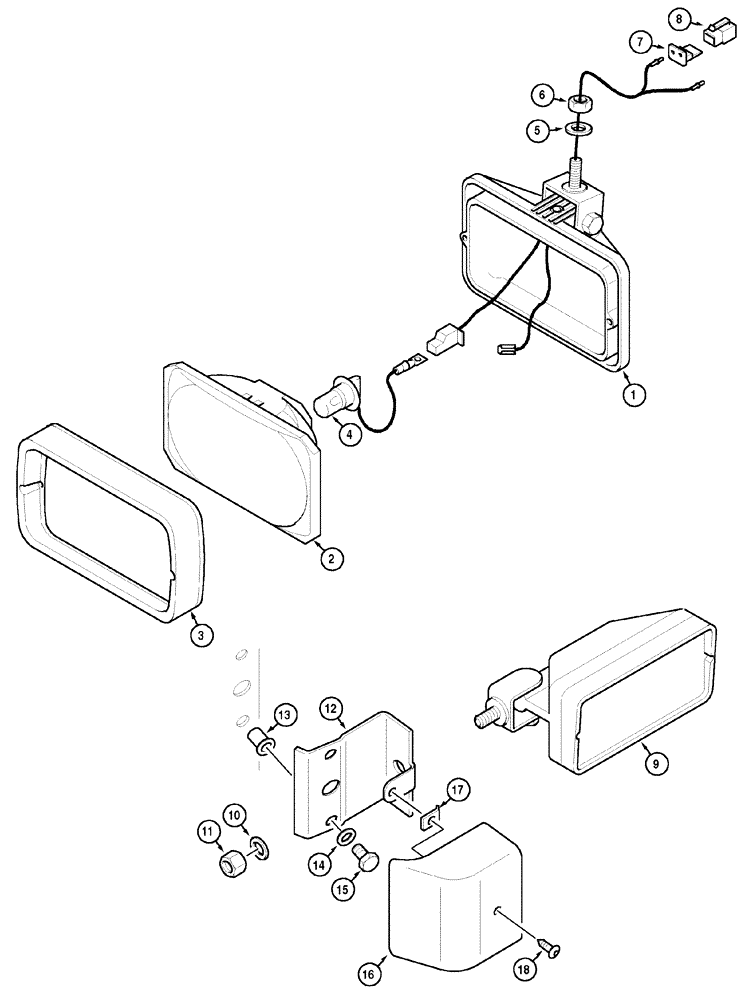 Схема запчастей Case IH MX90C - (04-23) - WORKLIGHT, FRONT, LOWER (04) - ELECTRICAL SYSTEMS