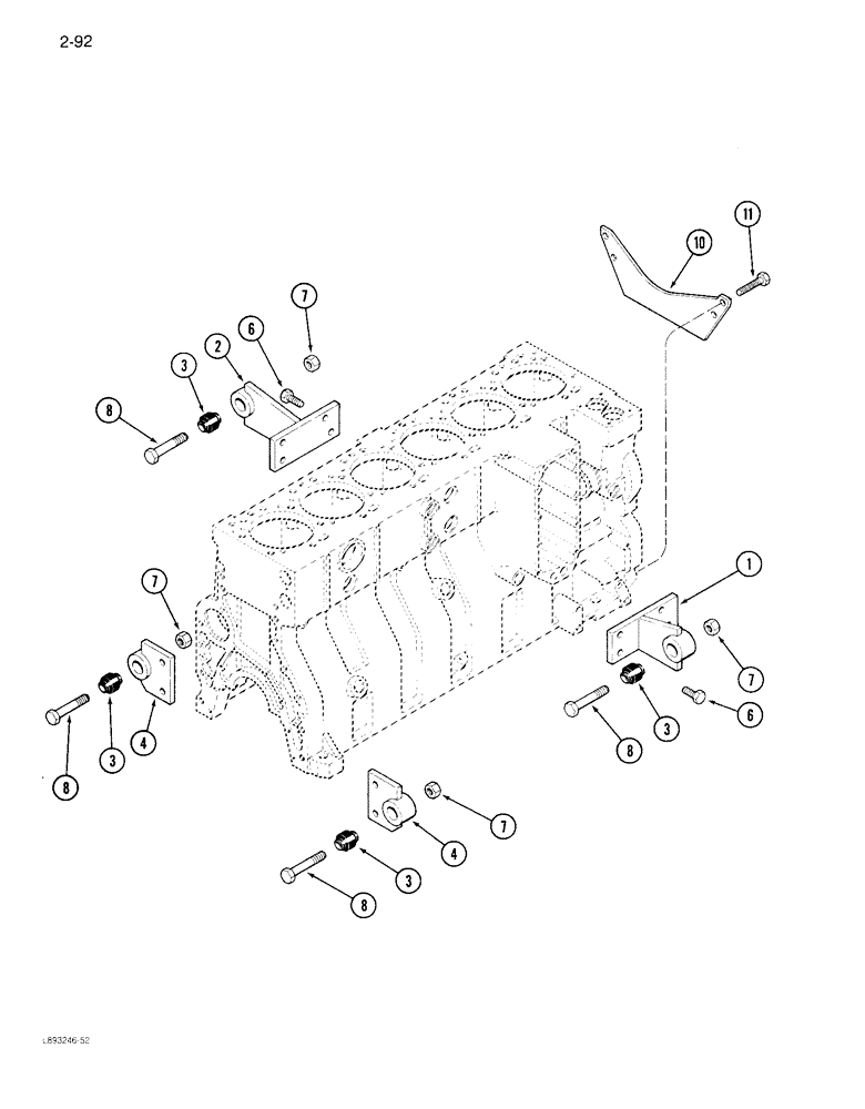 Схема запчастей Case IH 1844 - (2-92) - ENGINE SUPPORTS, 1844 COTTON PICKER (01) - ENGINE