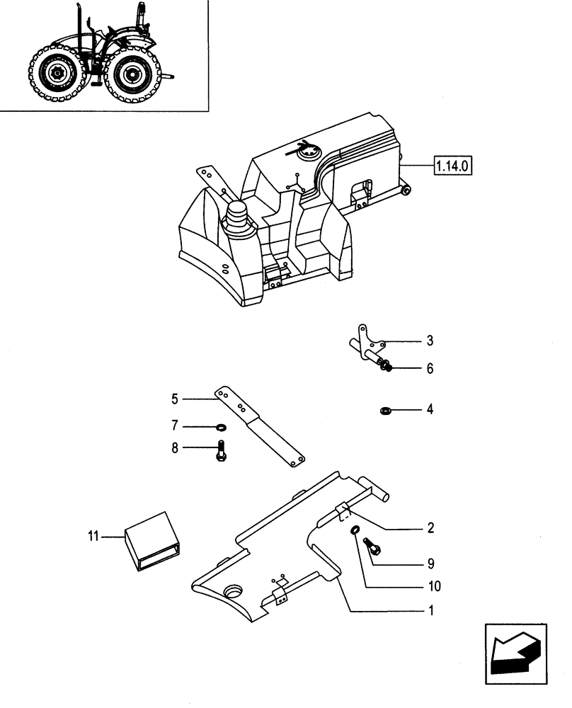 Схема запчастей Case IH JX80 - (1.14.7/01[01]) - FUEL TANK - SUPPORT - FOR HIGH CLEARANCE VERSION (02) - ENGINE EQUIPMENT