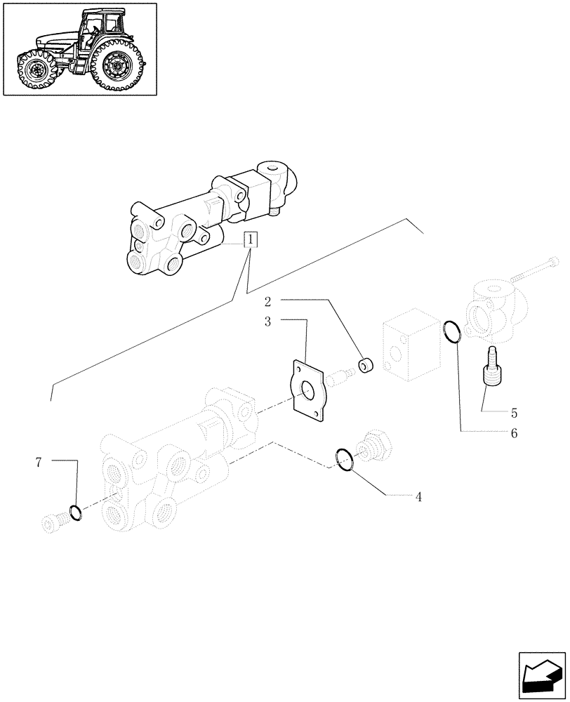 Схема запчастей Case IH JX1080U - (1.82.7/13A) - (VAR.414) TRAILER BRAKE VALVE - VALVE AND PARTS (07) - HYDRAULIC SYSTEM