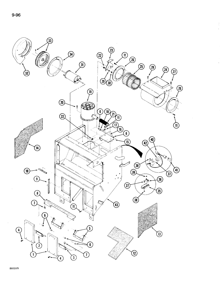 Схема запчастей Case IH 9210 - (9-096) - AIR CONDITIONER AND HEATER MODULE ASSEMBLY, INTERNAL COMPONENTS, PRIOR TO P.I.N. JCB0028400 (CONTD) (09) - CHASSIS/ATTACHMENTS