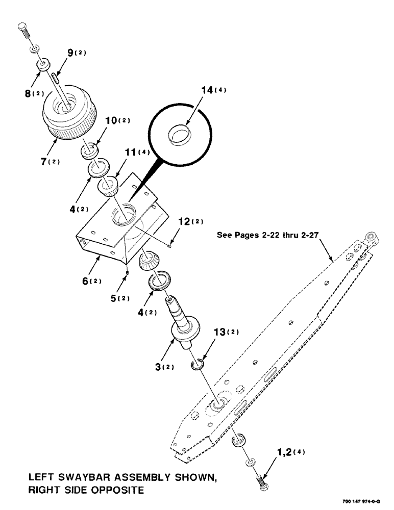 Схема запчастей Case IH 425 - (2-20) - SWAYBAR ASSEMBLY (58) - ATTACHMENTS/HEADERS