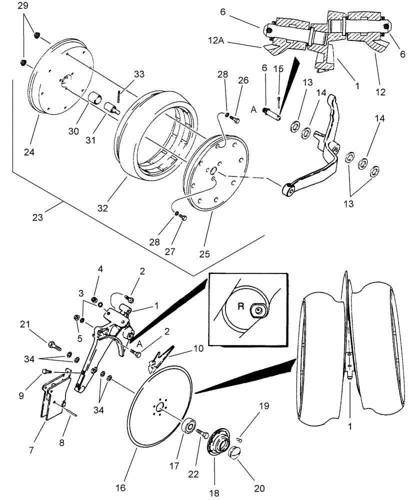 Схема запчастей Case IH 1200PT - (L.10.F[26]) - DISC OPENER & GAUGE WHEEL, WITH RH LEADING DISC OPENER (LH SIDE OF PLANTER, BSN CBJ0001596) L - Field Processing