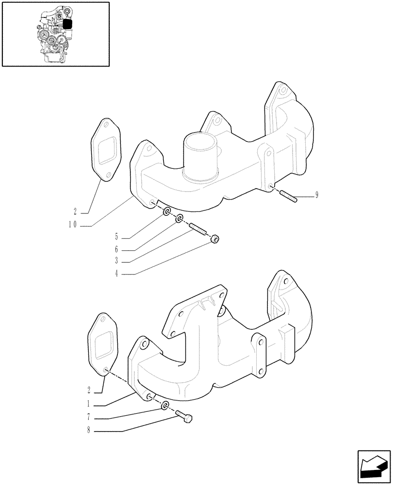 Схема запчастей Case IH JX70 - (0.07.6/04) - (VAR.319-747) TTF MOTOR TIER2 - EXHAUST MANIFOLD (01) - ENGINE