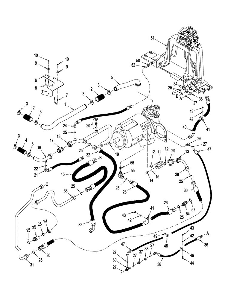 Схема запчастей Case IH STX280 - (08-17) - STANDARD HYDRAULICS - PUMP LUBRICATION CIRCUIT (08) - HYDRAULICS