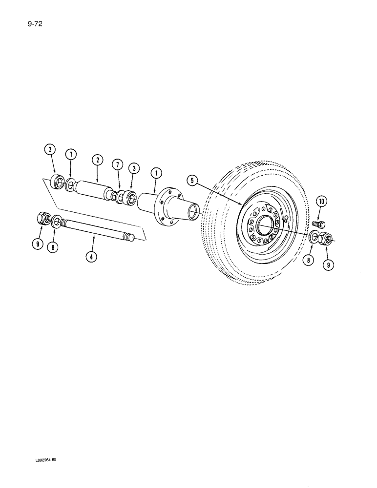 Схема запчастей Case IH 6300 - (9-072) - CASTER WHEEL AND AXLE ENDWISE TRANSPORT, FOURTH DRILL (09) - CHASSIS/ATTACHMENTS