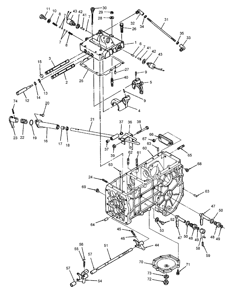 Схема запчастей Case IH DX23 - (03.05) - REAR TRANSMISSION CASE & SHIFTER - W/9 X 3 (03) - TRANSMISSION