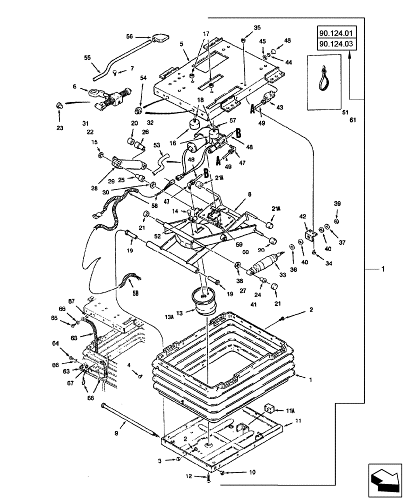 Схема запчастей Case IH 2577 - (90.124.04) - SEAT, OPERATOR - SUSPENSION (90) - PLATFORM, CAB, BODYWORK AND DECALS