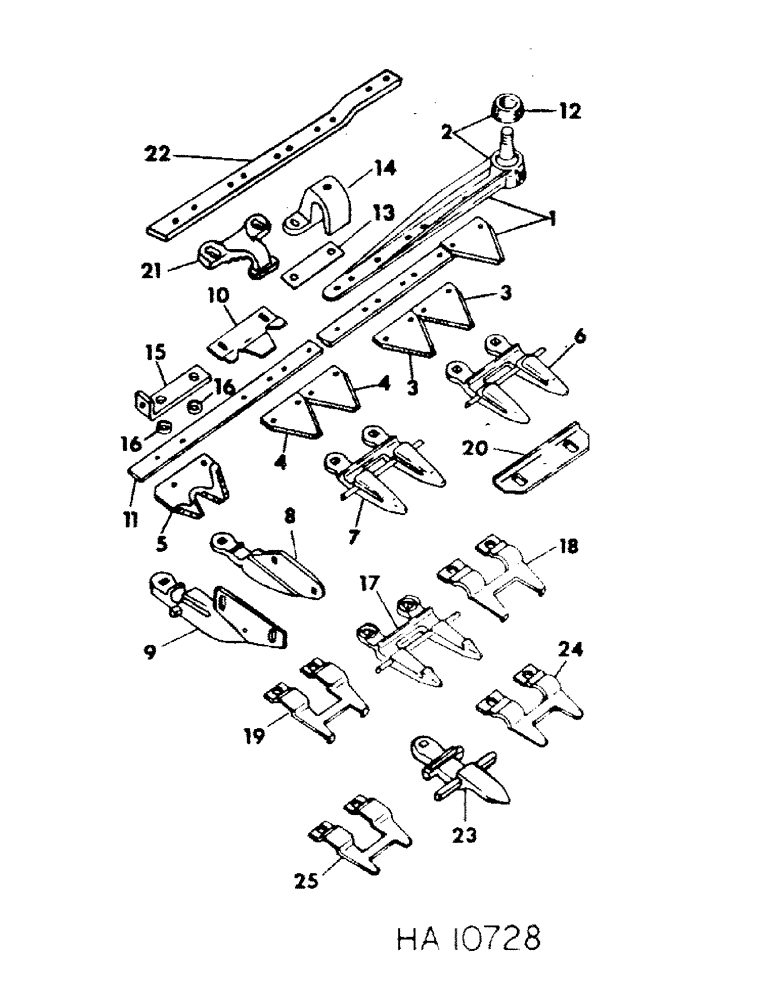 Схема запчастей Case IH SINGLE - (A-12) - SINGLE OVERSHOT AUGER HEADER, KNIFE AND GUARDS 