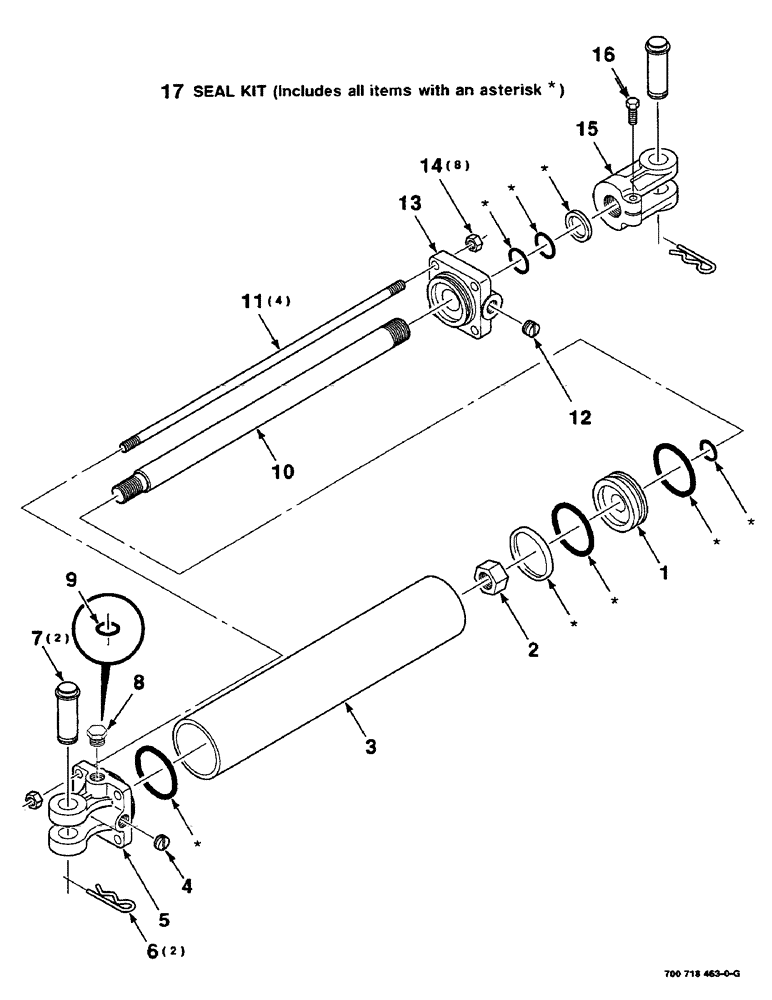 Схема запчастей Case IH DC515 - (8-12) - HYDRAULIC CYLINDER ASSEMBLY, 700718463 HYDRAULIC CYLINDER COMPLETE, 3 INCH BORE BY 16 INCH STROKE (08) - HYDRAULICS