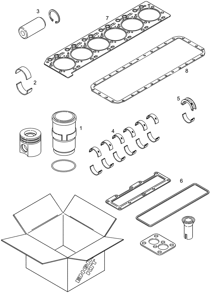 Схема запчастей Case IH 420 TIER 3 - (02-28) - KIT ENGINE OVERHAUL (01) - ENGINE