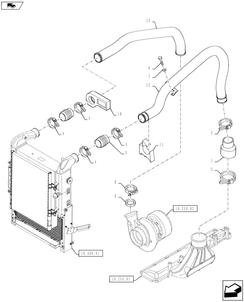 Схема запчастей Case IH PUMA 130 - (10.408.02) - INTERCOOLER AND CONDENSER - PIPES (10) - ENGINE