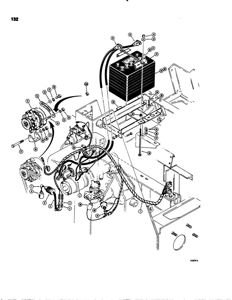 Схема запчастей Case IH 1845S - (132) - ELECTRICAL SYSTEM, REAR HARNESS, BATTERY AND PRESTOLITE ALTERNATOR (55) - ELECTRICAL SYSTEMS