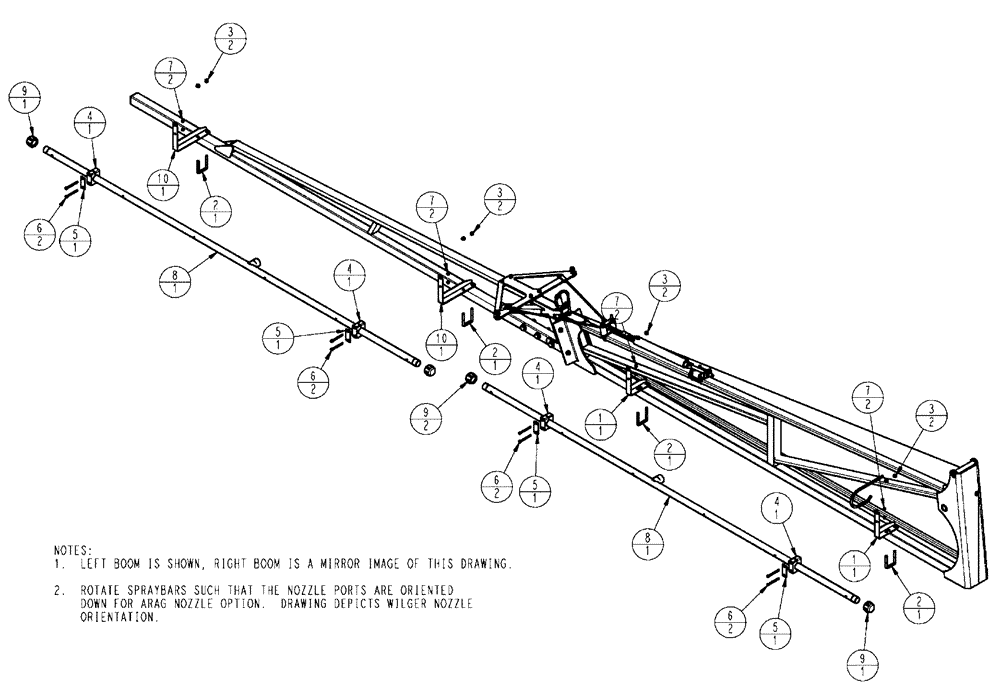 Схема запчастей Case IH SPX4410 - (09-037) - SPRAYBAR, 100 OUTER, 20 OFF CL Liquid Plumbing