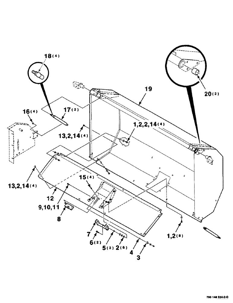 Схема запчастей Case IH RS451 - (7-44) - MESH WRAP SHIELD ASSEMBLY (12) - MAIN FRAME