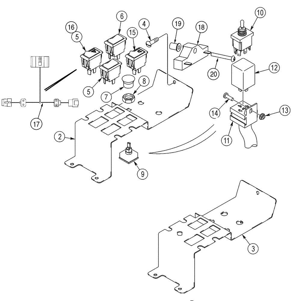 Схема запчастей Case IH 75XT - (04-12) - SWITCH MOUNTING - CHASSIS OPTIONS (04) - ELECTRICAL SYSTEMS