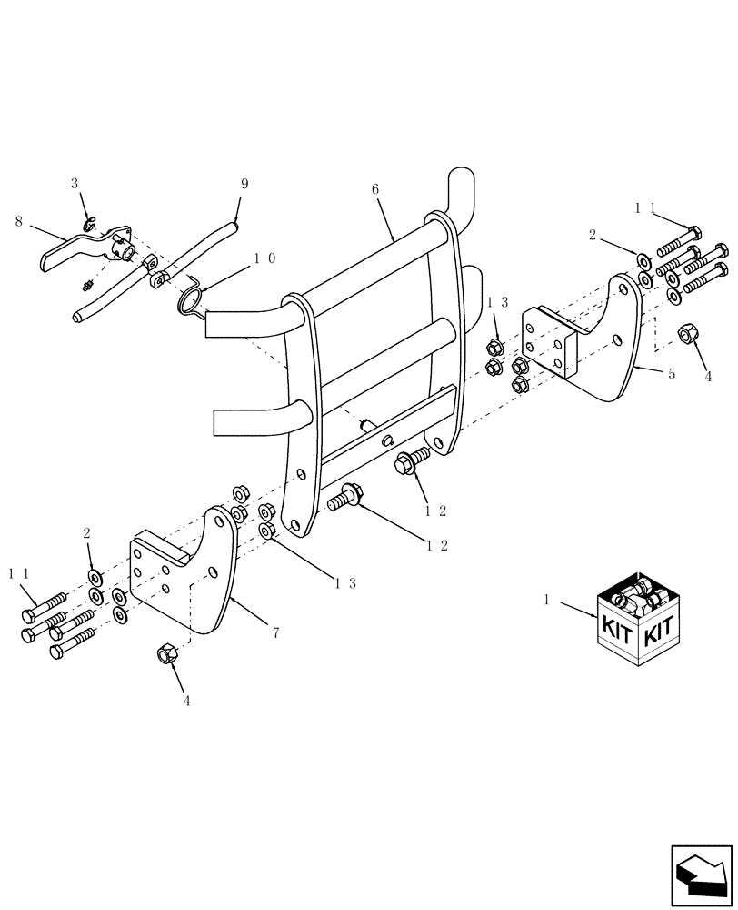 Схема запчастей Case IH DX40 - (08.03.03) - GRILL GUARD KIT (08) - SHEET METAL