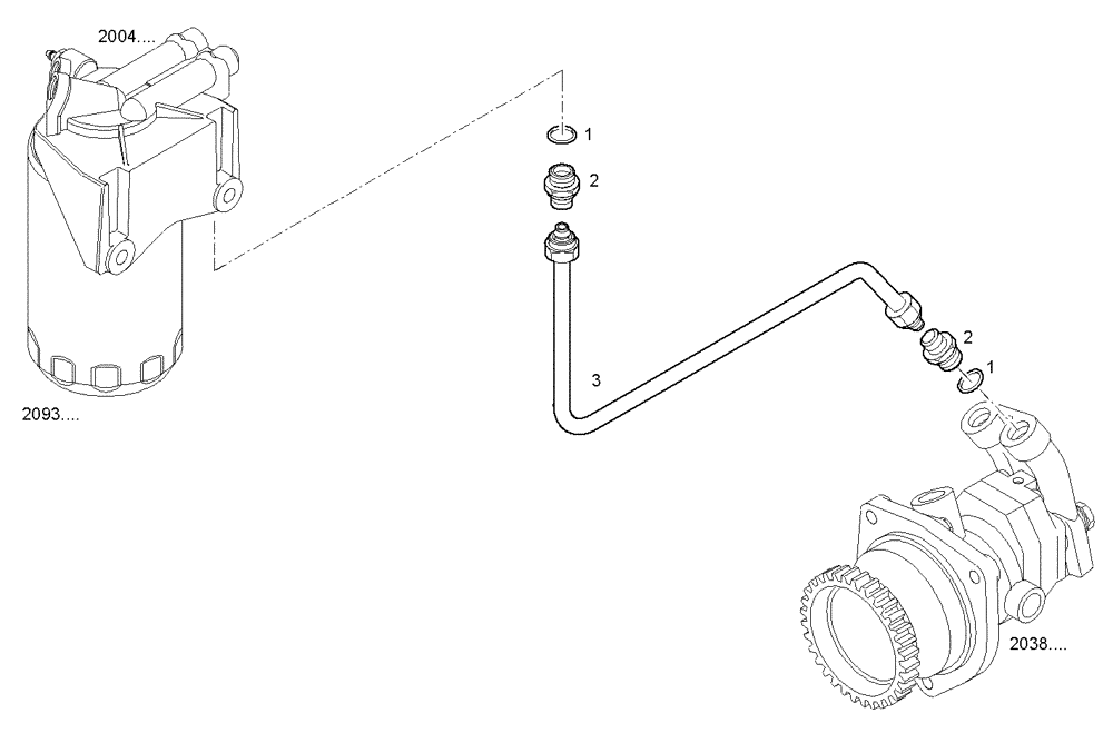 Схема запчастей Case IH F3AE0684P E906 - (2033.004) - FUEL LINES -INLET TO FILTER 