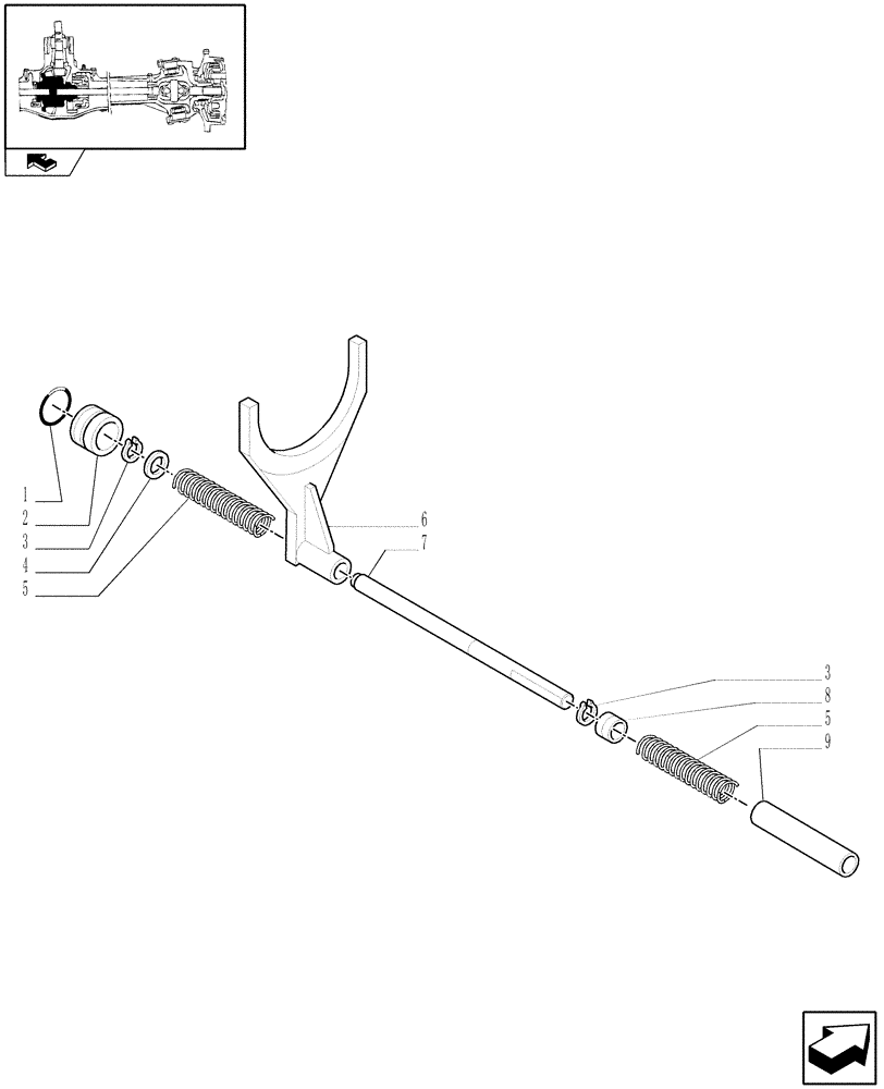 Схема запчастей Case IH FARMALL 105V - (1.40.3/08) - STD FRONT AXLE W/ELECTROHYDR. DIFF. LOCK, W/FRONT BRAKES - ROD AND FORK (VAR.336329) (04) - FRONT AXLE & STEERING