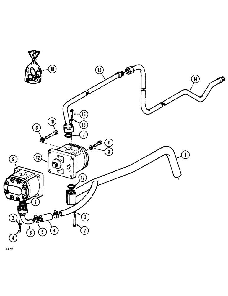 Схема запчастей Case IH 2140 - (8-38) - HYDRAULIC LIFT PIPING, OIL PUMP CIRCUIT, W/DOUBLE PUMP (08) - HYDRAULICS