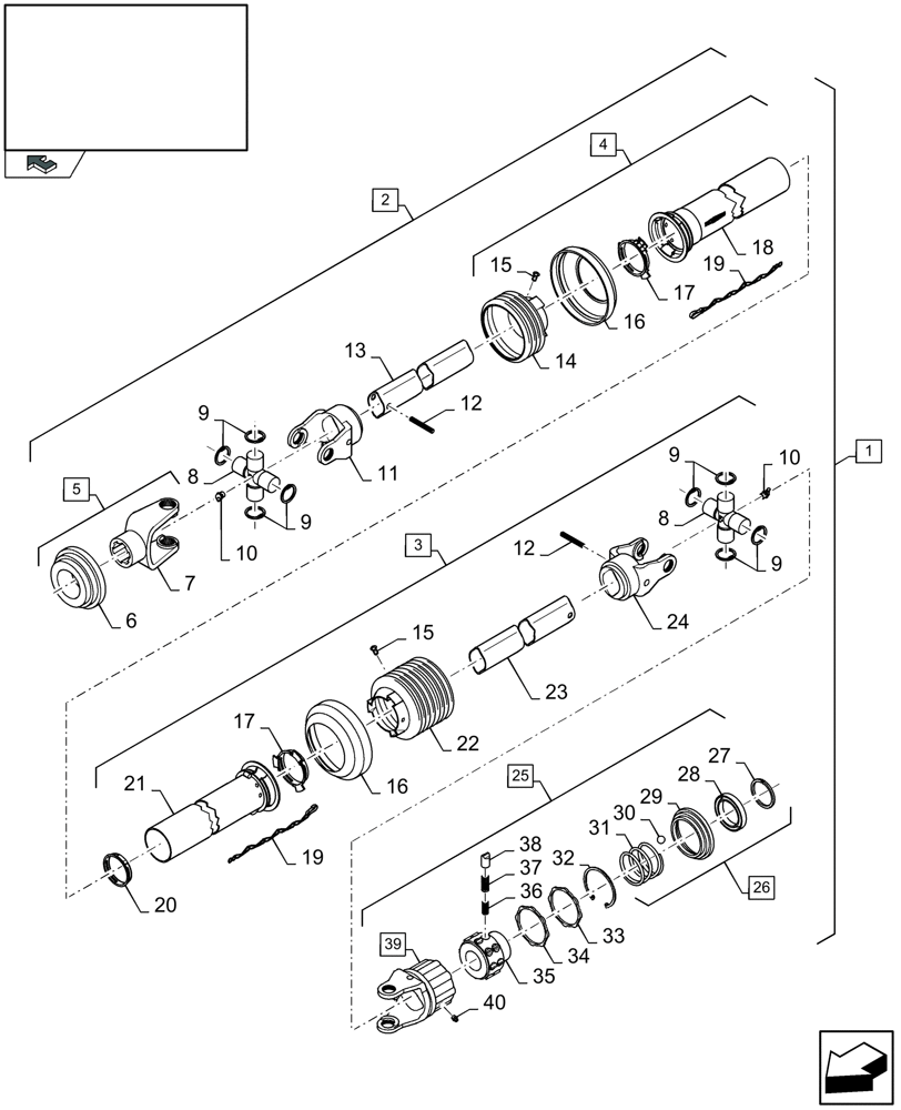 Схема запчастей Case IH 2040 - (20.10M[01]) - POWER TAKE -OFF - 20-24-30FT - F752807 (20) - HEADER