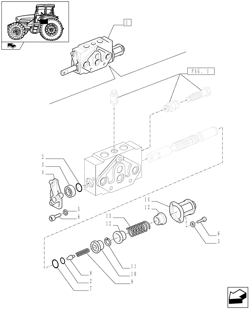 Схема запчастей Case IH FARMALL 85U - (1.82.7/04A[02]) - DOUBLE EFFECT DISTRIBUTOR WITH FLOAT - BREAKDOWN (07) - HYDRAULIC SYSTEM