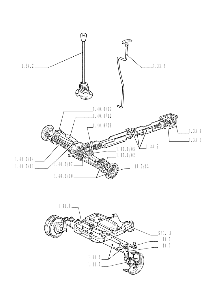 Схема запчастей Case IH JX95 - (SEC. 04) - FRONT AXLE (00) - GENERAL