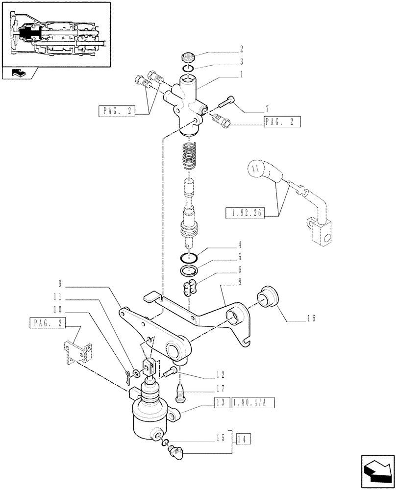 Схема запчастей Case IH FARMALL 75C - (1.80.4/01[01]) - FRONT AXLE WITH EL.HYDR. DIFF. LOCK (40 KM/H) FOR FRONT HPL - SERVOCONTROL (VAR.332323-332329) (07) - HYDRAULIC SYSTEM