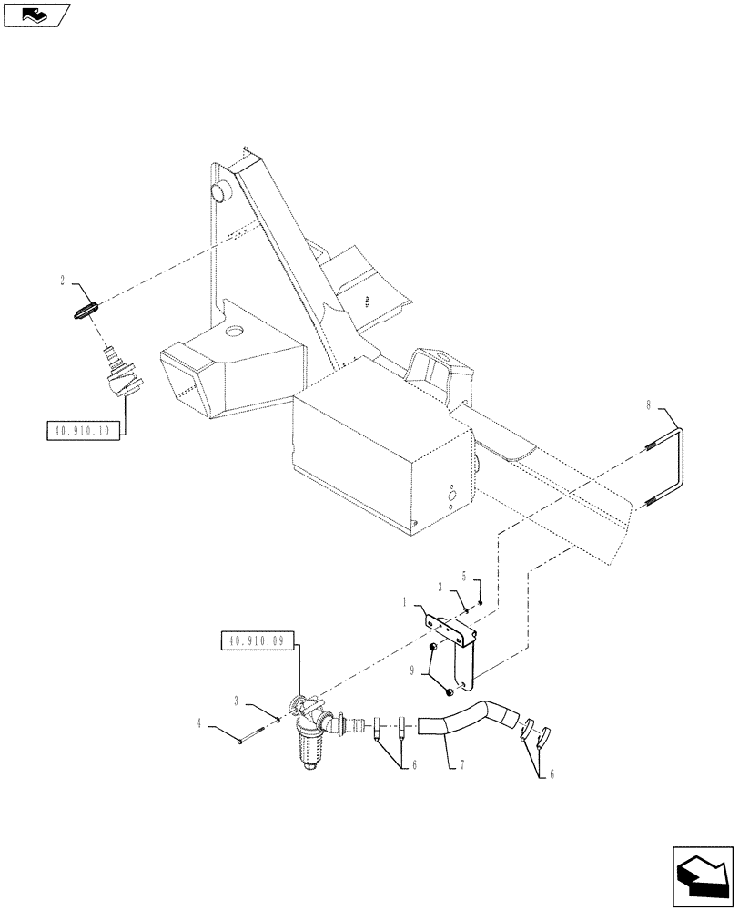 Схема запчастей Case IH 4430 - (40.910.08) - STRAINER PLUMBING, LO-FLOW (40 ) - PLUMBING