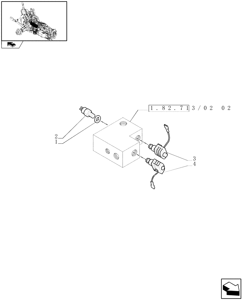 Схема запчастей Case IH PUMA 195 - (1.75.0/09) - (VAR.418) HYDRAULIC TRAILER BRAKE (ITALY) - MANIFOLD - SENSOR AND CONTROL VALVES (06) - ELECTRICAL SYSTEMS