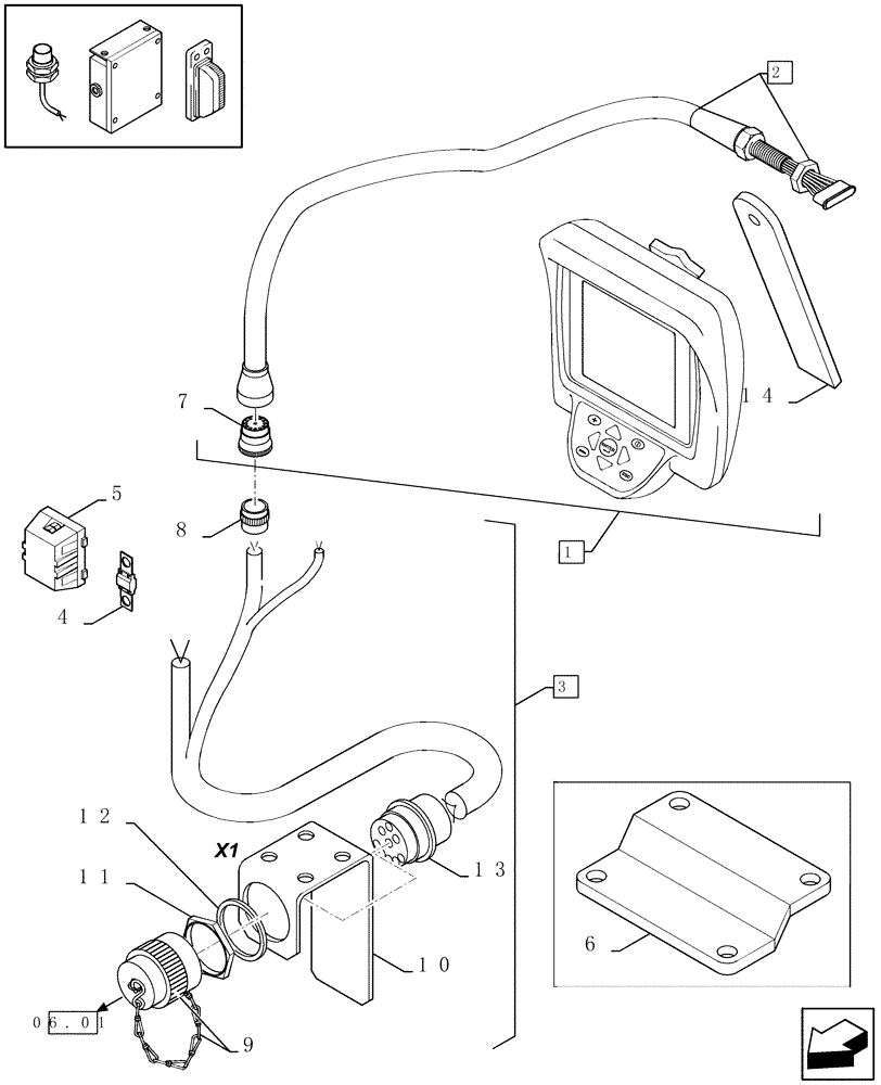 Схема запчастей Case IH LBX431S - (06.06[01]) - MONITOR (06) - ELECTRICAL SYSTEMS