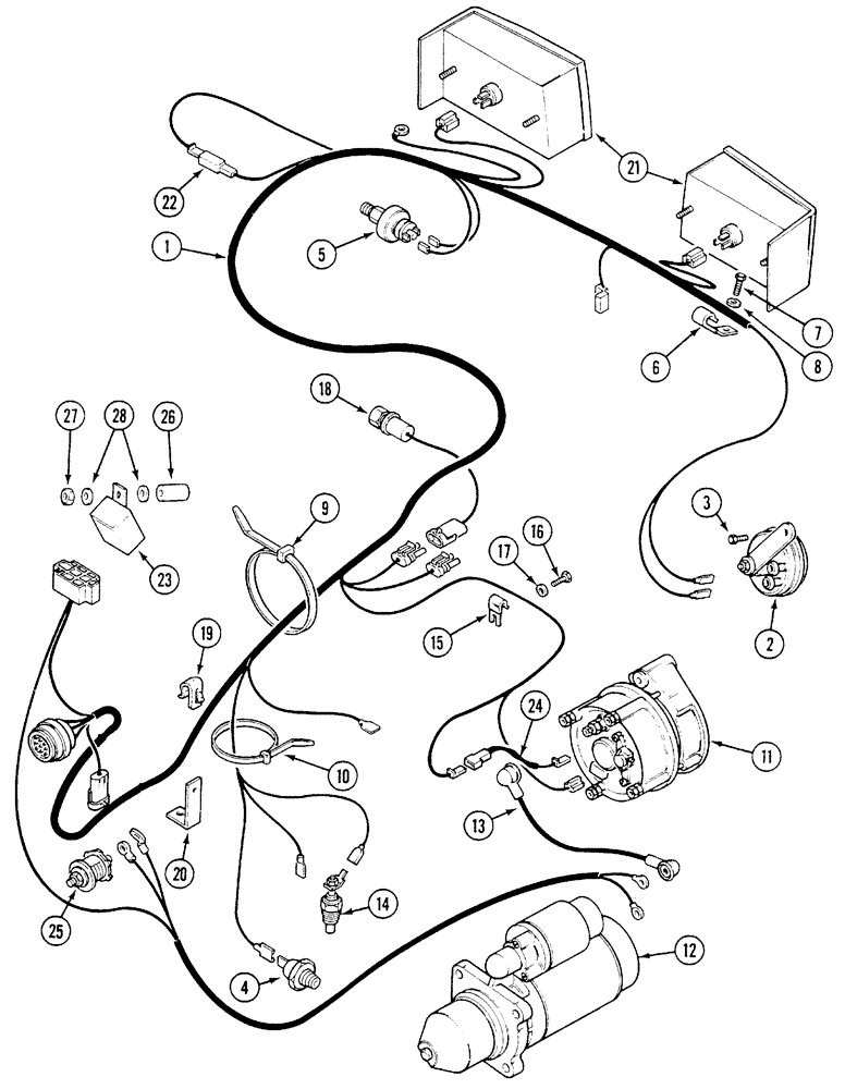 Схема запчастей Case IH 5220 - (4-10) - ELECTRICAL HARNESS, ENGINE AND CONNECTIONS, JJF1030000 AND AFTER (04) - ELECTRICAL SYSTEMS