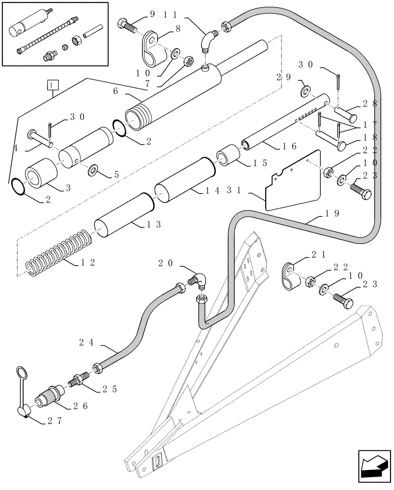 Схема запчастей Case IH LBX421R - (07.05[01]) - PICK-UP LIFTING SYSTEM (07) - HYDRAULIC SYSTEM