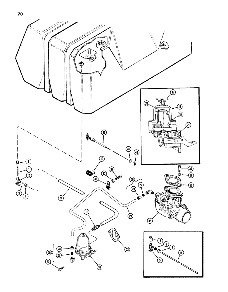 Схема запчастей Case IH 770 - (070) - FUEL PUMP & LINES, (251B) SPARK IGNITION ENGINE (03) - FUEL SYSTEM