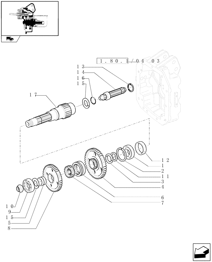 Схема запчастей Case IH PUMA 195 - (1.80.1/04[01]) - (VAR.001) POWER TAKE-OFF 540/1000 RPM - SHAFT AND GEARS (07) - HYDRAULIC SYSTEM