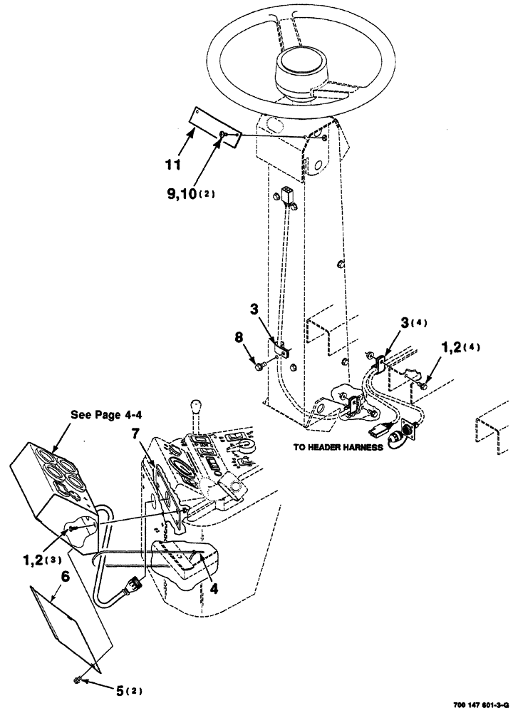 Схема запчастей Case IH 8860 - (04-02) - STEERING COLUMN AND GAUGE ASSEMBLIES (41) - STEERING