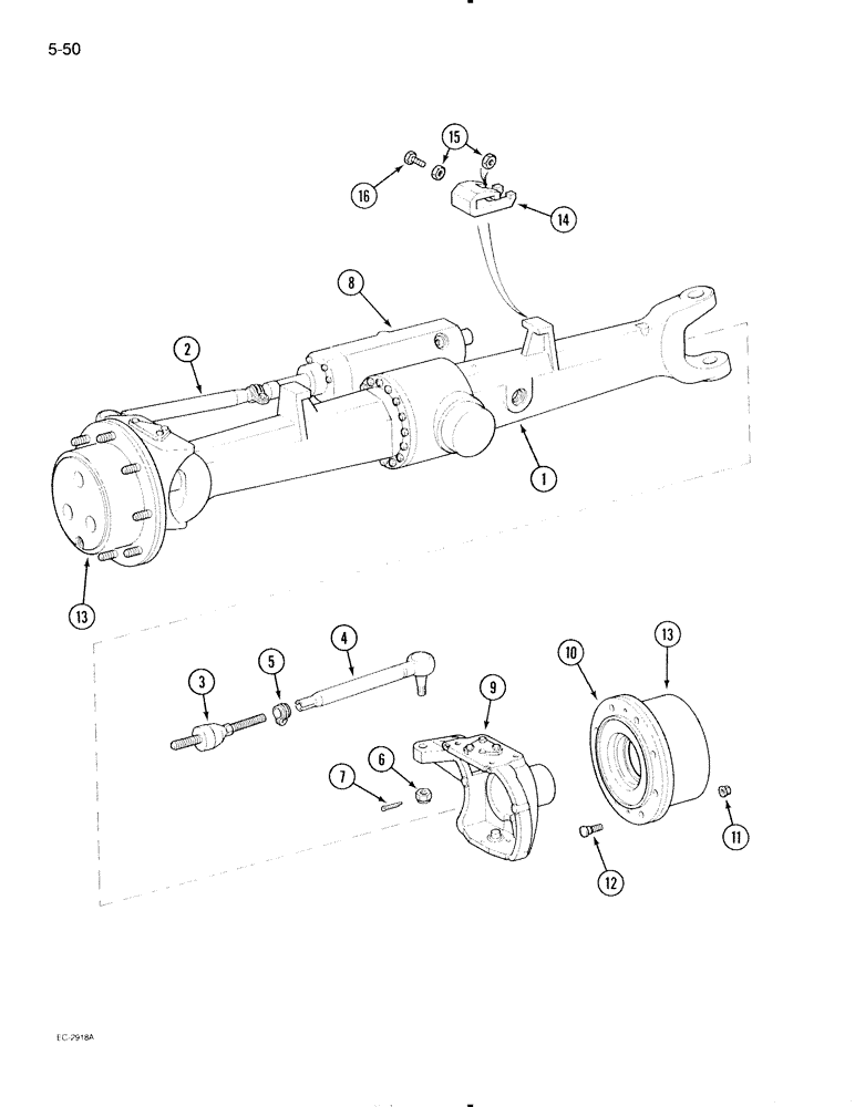 Схема запчастей Case IH 595 - (5-50) - MECHANICAL FRONT DRIVE ZF, AXLE ASSEMBLY (05) - STEERING